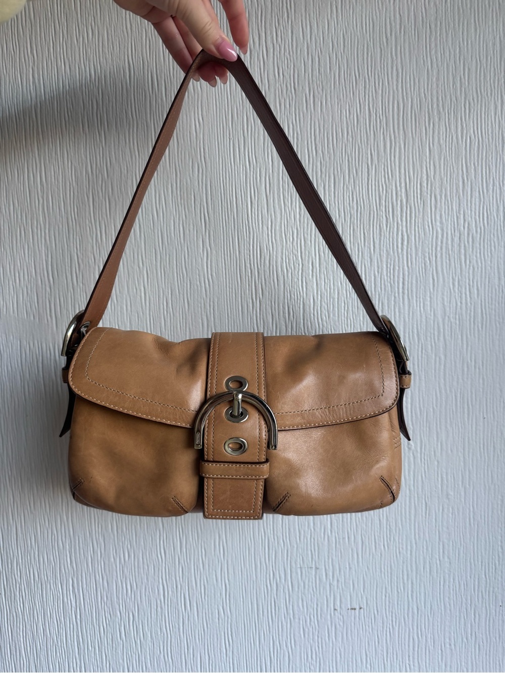 Coach Tan Soho Shoulder Bag with Silver-Tone Buckle